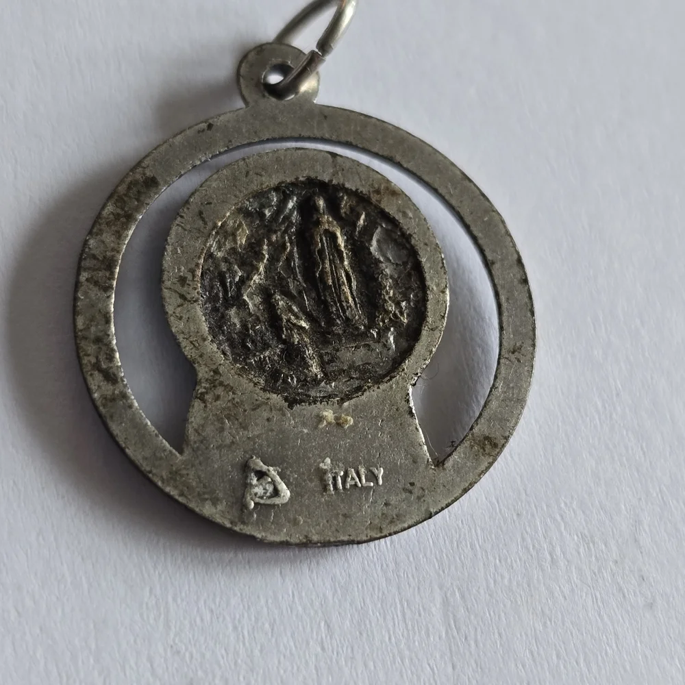 Vintage Lady of Lourdes Blessed Virgin Mary Medal pendant charm religious